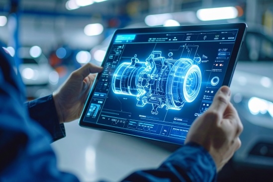 タブレットに映る設計図 | 愛知県の光学機器の設計・試作・測定 | 株式会社LABOPT