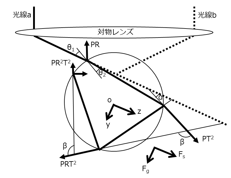 光ピンセットで捕捉される微粒子内の光線追跡 | 光学機器の開発・設計・試作 | 株式会社LABOPT